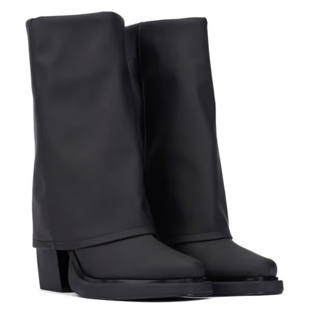 Olivia Miller Virgo Fold-Over Black Heeled Platform Boots NEW - Picture 5 of 15